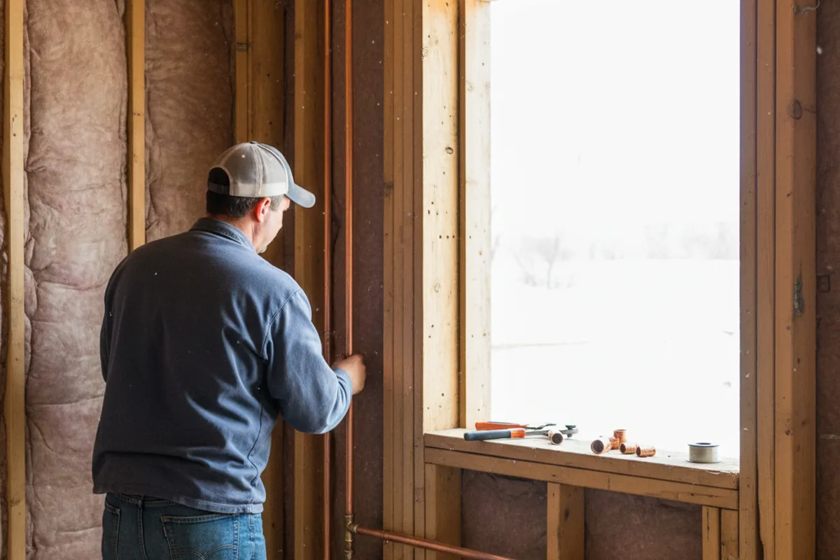 Licensed plumber running new copper supply lines in a Winterville home